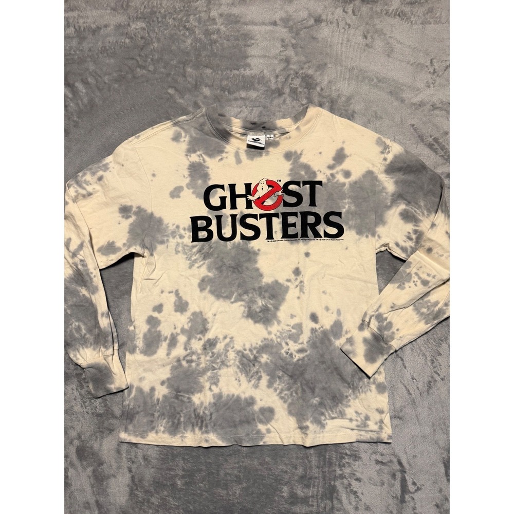 Ghostbusters Long Sleeve T-Shirt Mens XS Gray Tie Dye Graphic Movie Promo